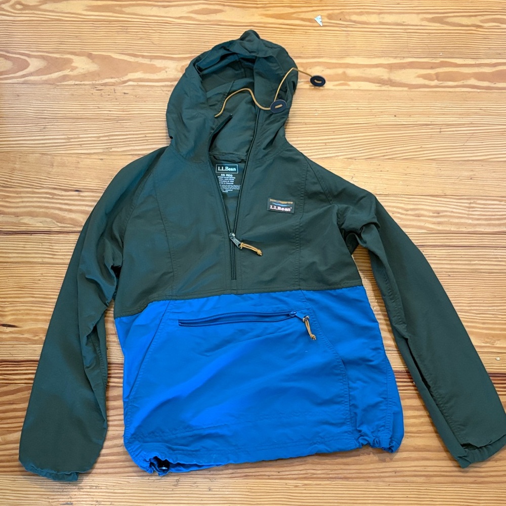 L.L. Bean Olive and Royal Blue Anorak